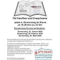 Spieleabend für Erwachsene und Familien - die Termine für das 1. Quartal 2026